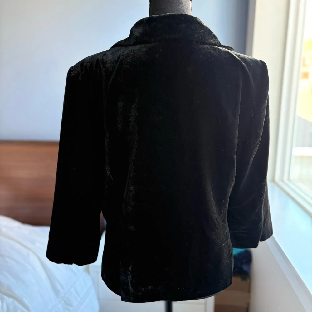 Nicole by Nicole Miller Vintage 3/4 Sleeve Black Velvet 1-Button Blazer Holiday